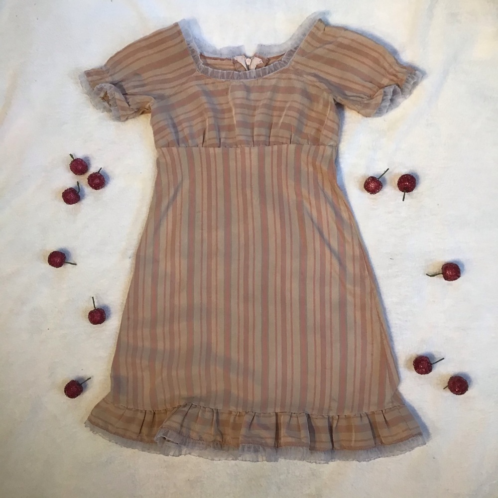 Vintage dusty rose pinstripe dress